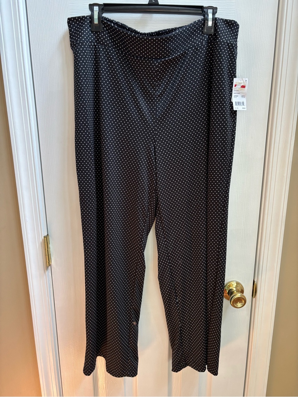 NY Collection Black & White Wide-Leg Polka Dot Pull-On Pants, Size XL, NWT - Picture 2 of 5